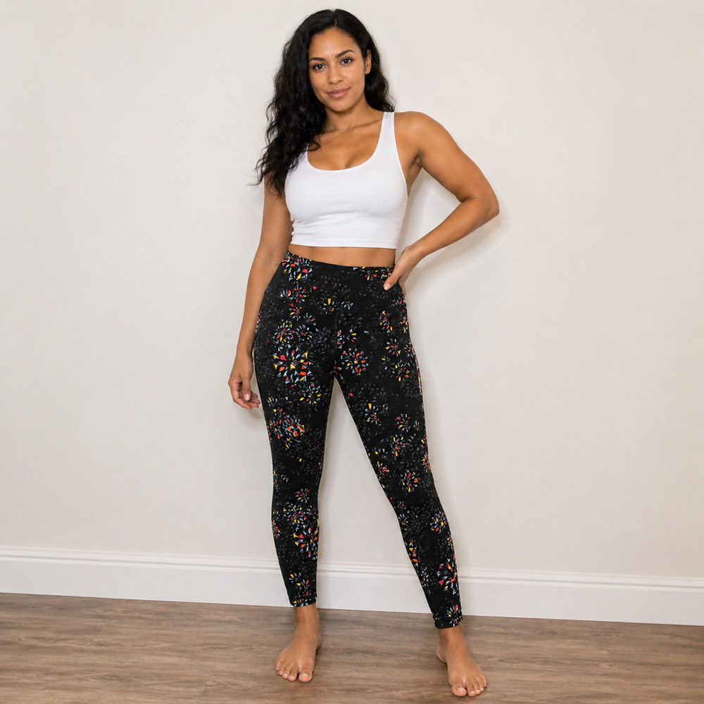 Sweaty Betty Power Workout Leggings Faceted Floral Print Black High Rise Size 8